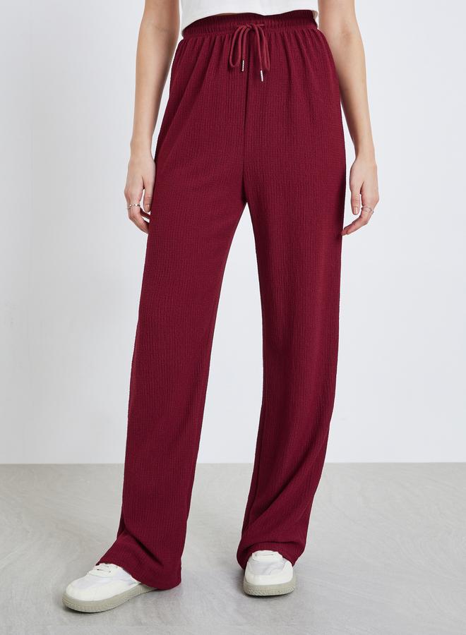 ستايلي بنطال بقماش بارز ورباط - Image 1